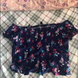 off the shoulder kids crop top, flower design, size 12(CA)